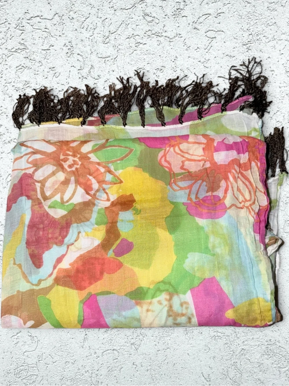 🌻Roxy Multicolor Floral Fringe Scarf - Women Accessories